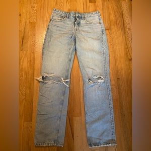 Zara ripped straight leg 90’s jeans light wash